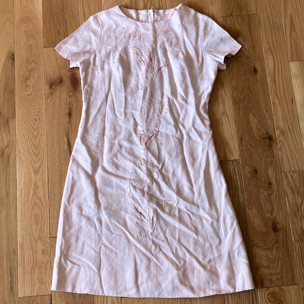 Vintage Light Pink appliqué  modern Dress sz 12